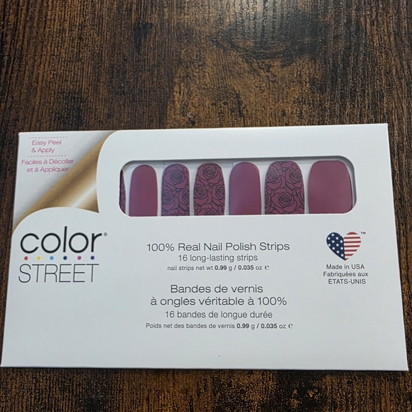 Color Street Nail Strips in Deep Rose with Floral Pattern - Picture 1 of 3